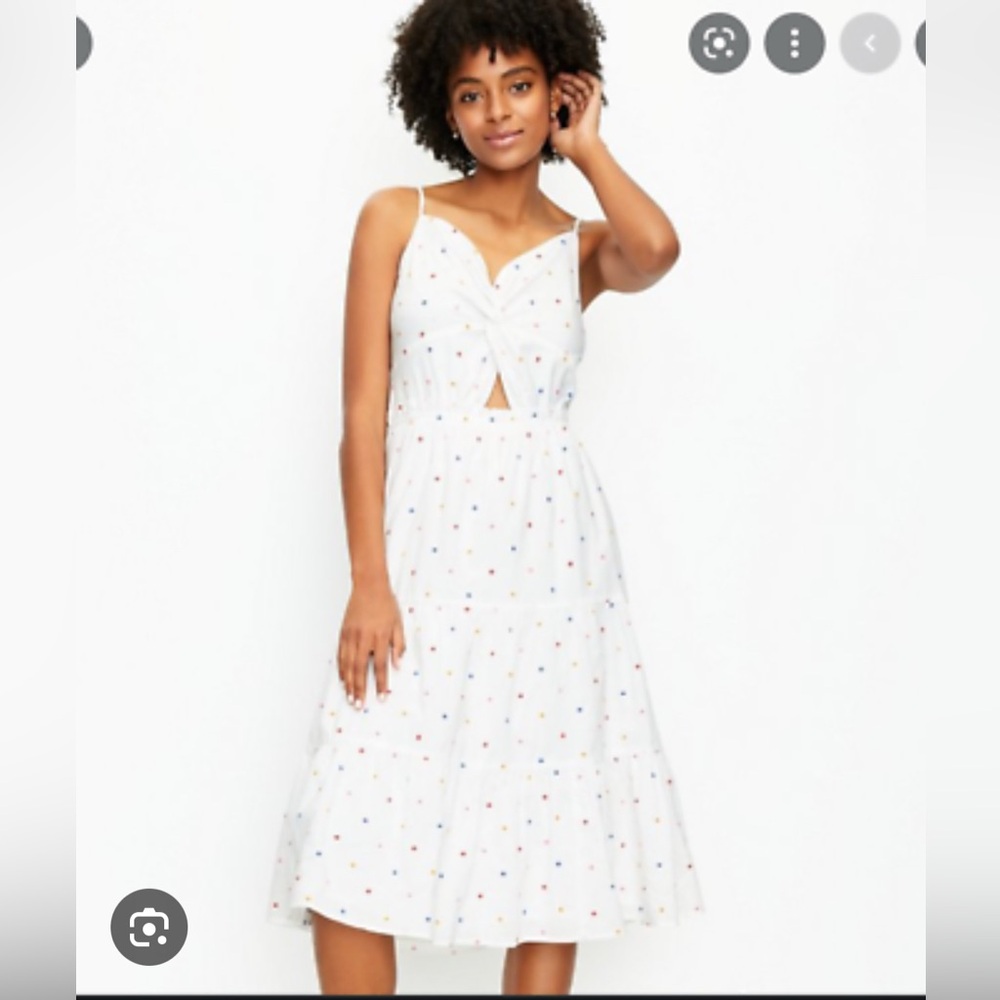 LOFT White Sleeveless Sundress with Cutout Midi Design